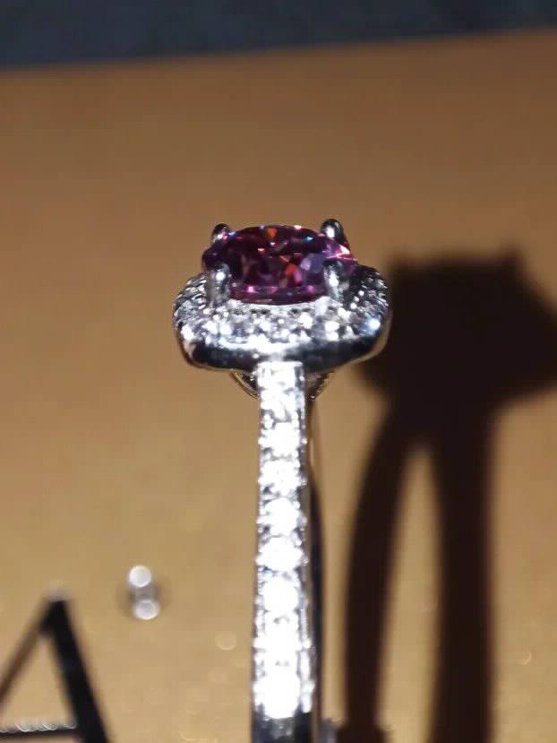 S925 Srebrni Prsten s Roze Mojsanit Dijamantom 0,5CT/5mm