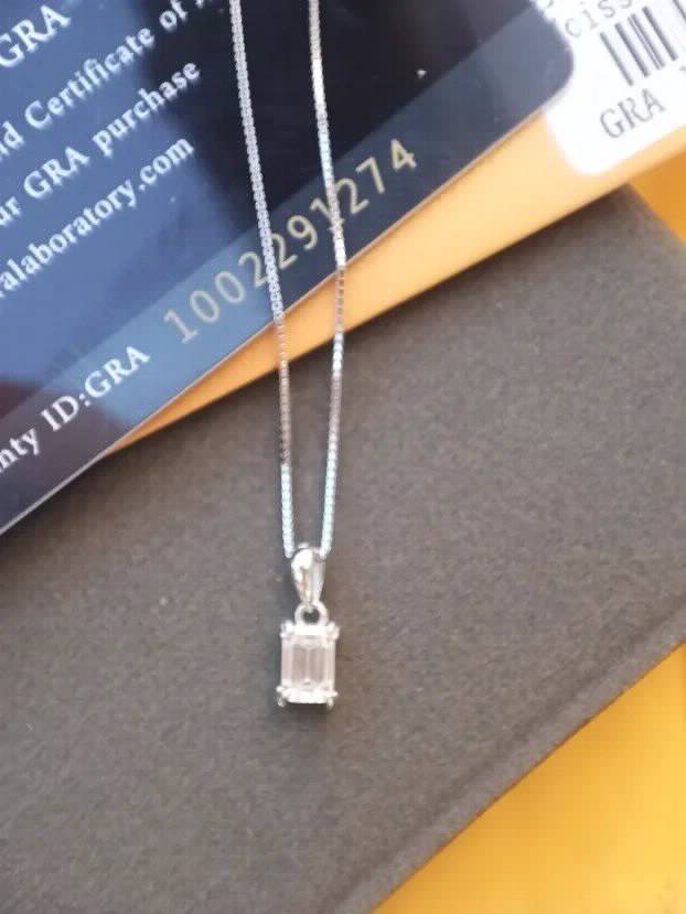 Premium S925 Ogrlica - Mojsanit Dijamant Emerald cut  0,8 CT