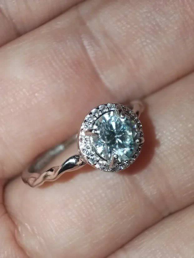 S925 Srebro/Platina - Prsten 1CT/6,5mm Mojsanit Dijamant