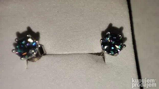 S925 Srebrne mindjuse Mojsanit Dijamanti PURPLE 5mm/0,5 CT