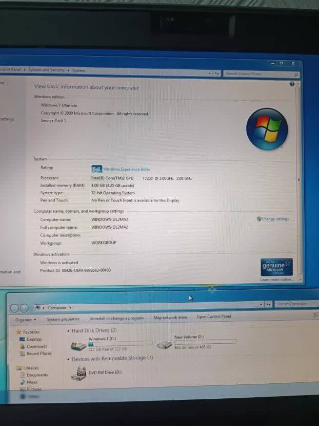 RETKOST Dell Xps M2010 intel T7200 4gb 256ssd 500gb 20inch
