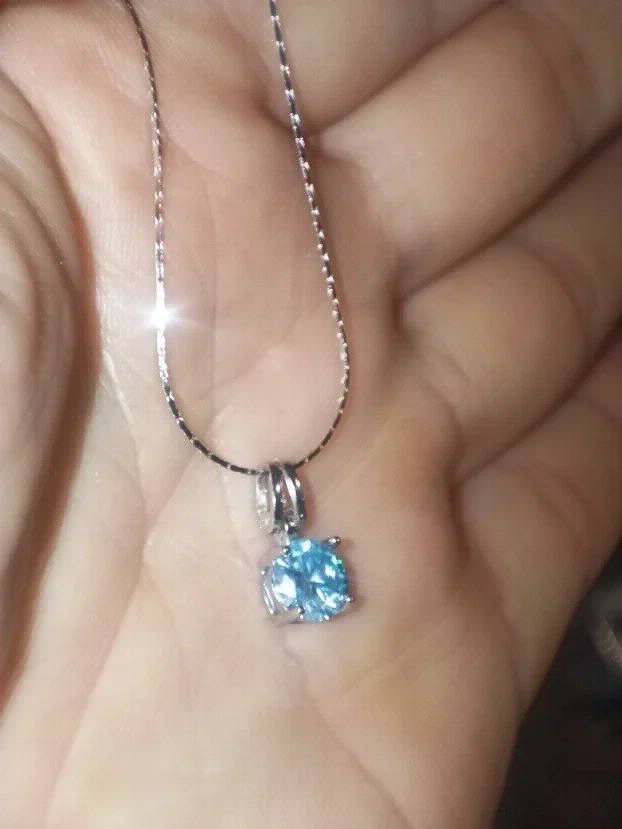 Premium S925 Ogrlica - Mojsanit Dijamant Aquamarine 1CT