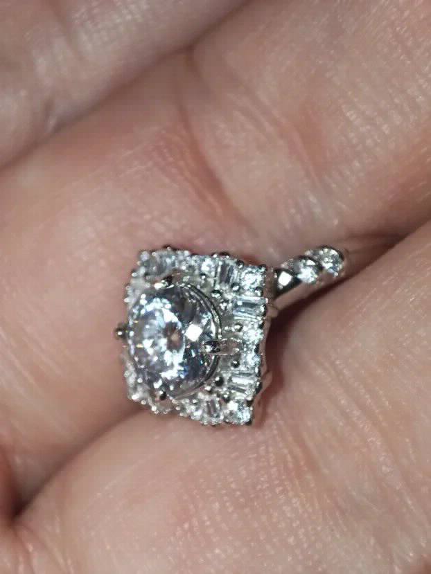 S925 Srebro/Platina - Prsten 1CT/6,5mm Mojsanit Dijamant