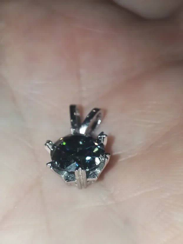 S925 Privezak sa Mojsanit Dijamantom 2CT/8mm Purpurna duga