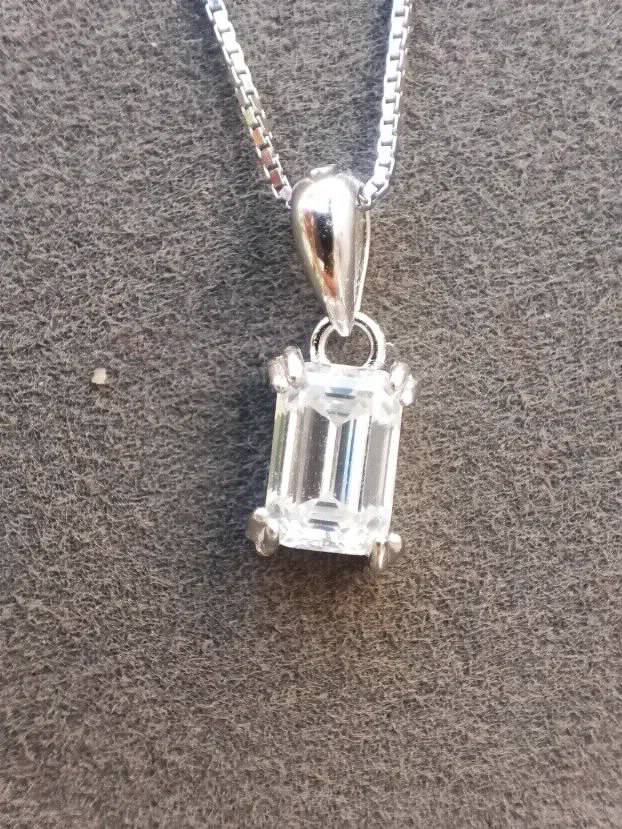 Premium S925 Ogrlica - Mojsanit Dijamant Emerald cut  0,8 CT