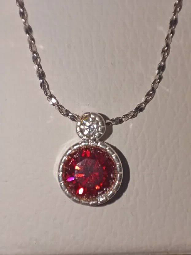 TOP S925 Ogrlica Rodijum Mojsanit Dijamant 1CT-6.5mm + 2.5mm