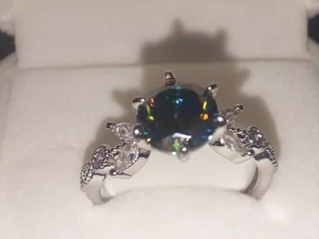 TOP S925 Srebro/Platina - Prsten 2CT/8mm Mojsanit Dijamant