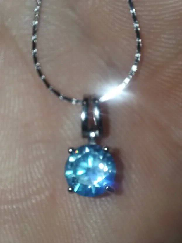 Premium S925 Ogrlica - Mojsanit Dijamant Aquamarine 1CT