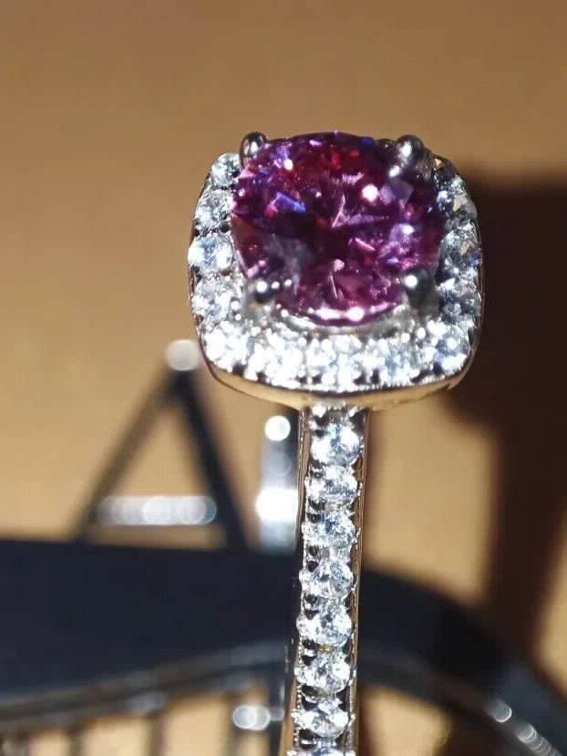 S925 Srebrni Prsten s Roze Mojsanit Dijamantom 0,5CT/5mm