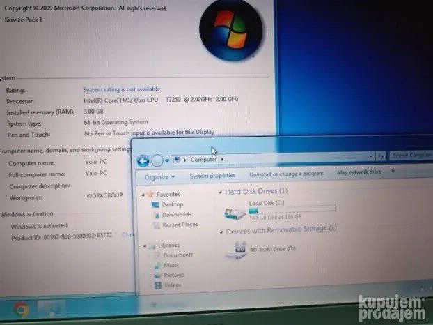 Sony Vaio T7250 3gb 200gb 15.4 Nvidia Bluray
