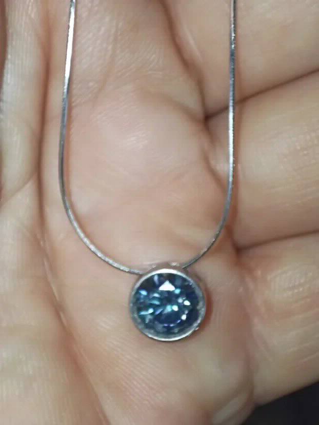 TOP S925 Ogrlica sa 2CT/8mm Plavim Mojsanit Dijamantom