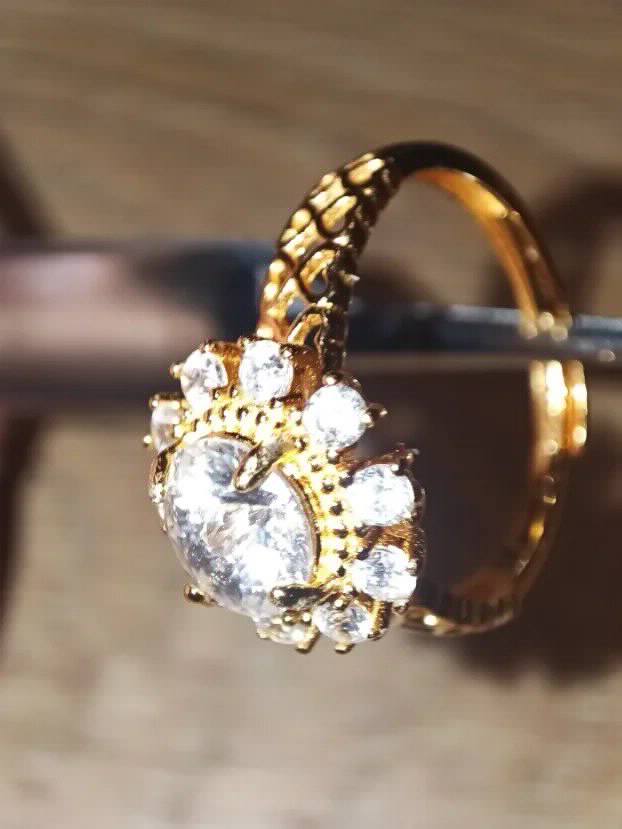 S925 Srebro/Pozlata - Prsten 1CT/6,5mm Mojsanit Dijamant