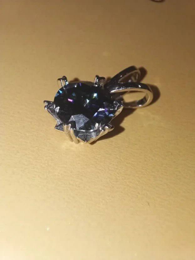 S925 Privezak sa Mojsanit Dijamantom 2CT/8mm Purpurna duga