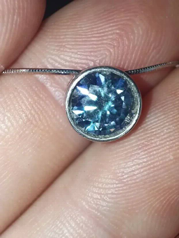 TOP S925 Ogrlica sa 2CT/8mm Plavim Mojsanit Dijamantom