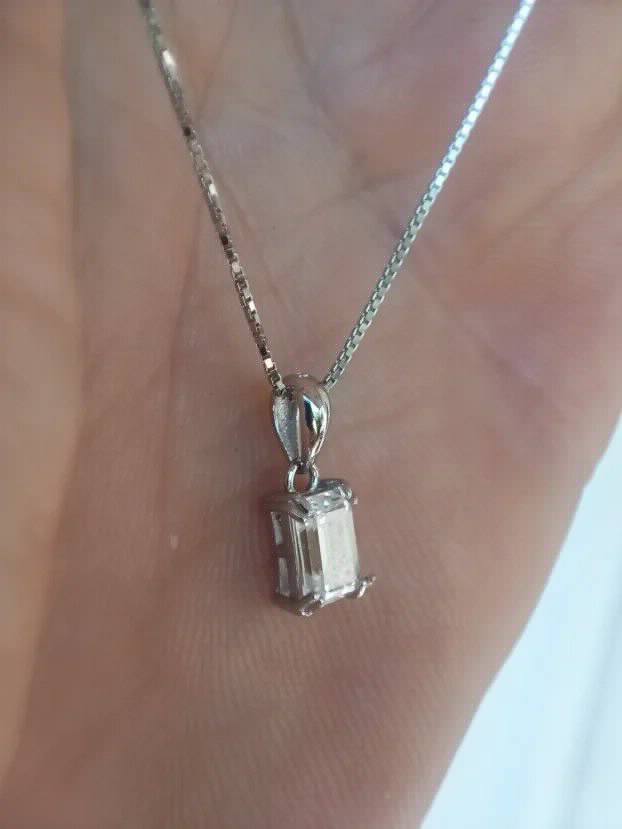 Premium S925 Ogrlica - Mojsanit Dijamant Emerald cut  0,8 CT