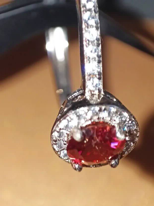 S925 Srebrni Prsten s Crvenim Mojsanit Dijamantom 0,5CT/5mm