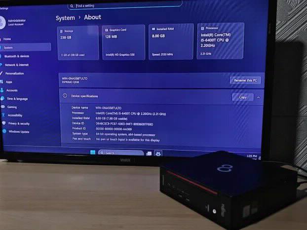 Fujitsu Mini i5 6gen 8gb 256ssd wifi dvd