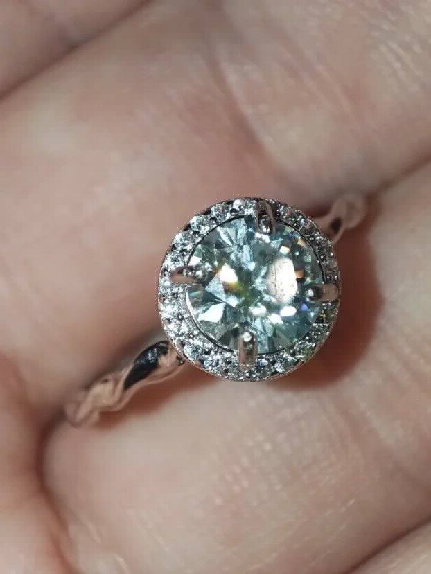 S925 Srebro/Platina - Prsten 1CT/6,5mm Mojsanit Dijamant