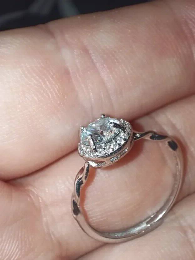 S925 Srebro/Platina - Prsten 1CT/6,5mm Mojsanit Dijamant