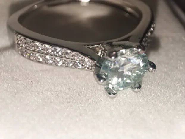 S925 Srebro/Platina - Prsten 1CT/6,5mm Mojsanit Dijamant