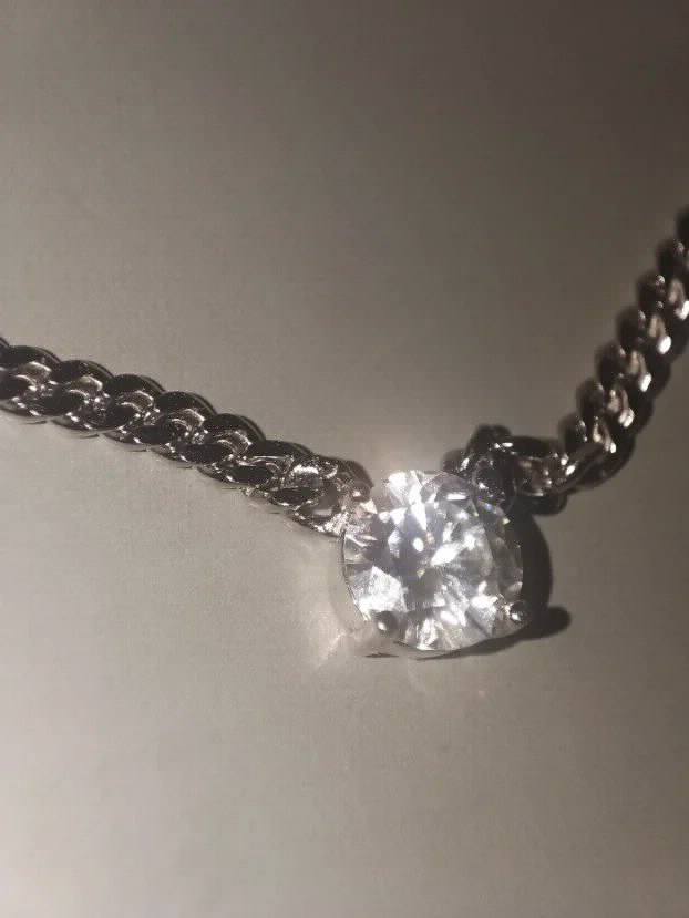 TOP masivna ogrlica 40-45cm sa Mojsanit Dijamantom 1CT/6,5mm