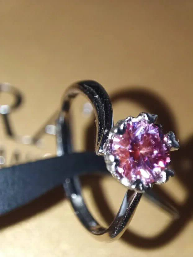 S925 Srebrni Prsten s Roze Mojsanit Dijamantom od 1CT/6,5mm