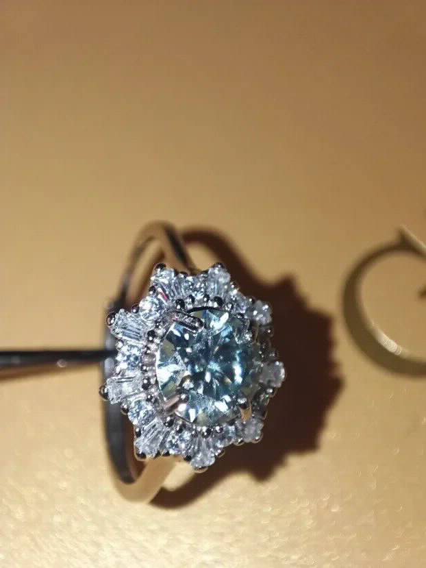 S925 Srebro/Platina - Prsten 1CT/6,5mm Mojsanit Dijamant