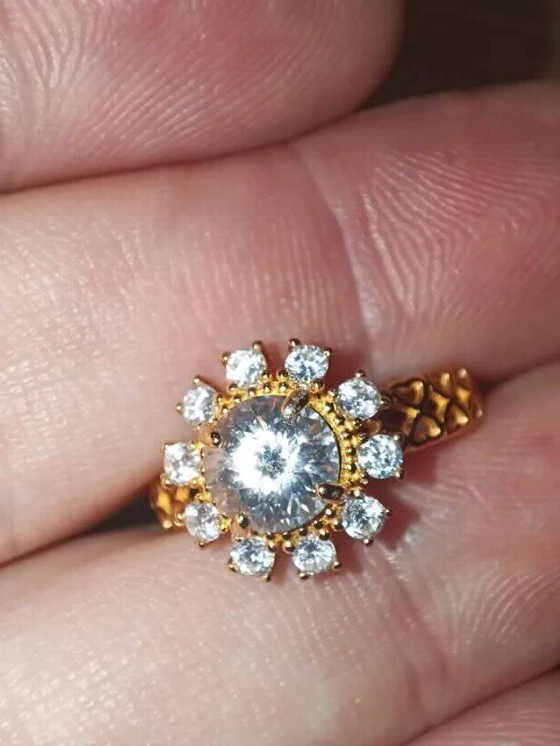 S925 Srebro/Pozlata - Prsten 1CT/6,5mm Mojsanit Dijamant