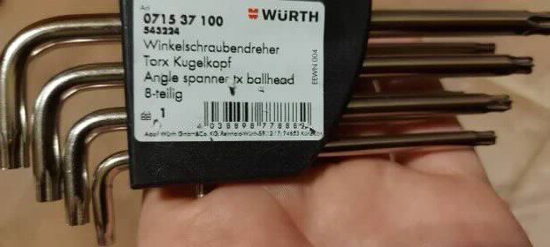 Wurth zebra set torx toreks kljuceva sa kuglom 8 komada