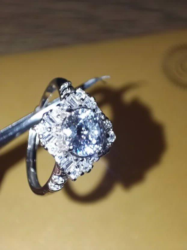 S925 Srebro/Platina - Prsten 1CT/6,5mm Mojsanit Dijamant
