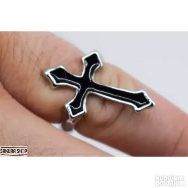 Goth Black Cross Prsten V02 (N093)