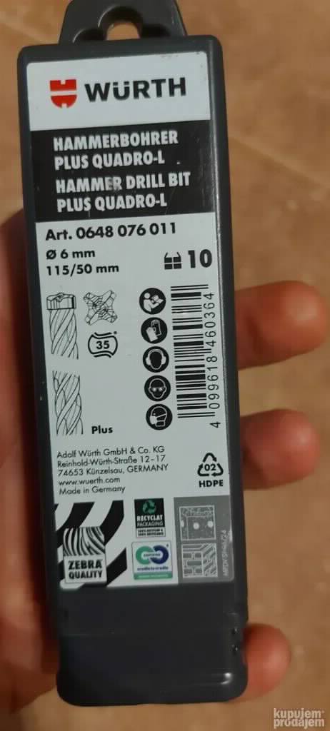 Wurth burgija SDS 6 mm 4 pera Plus Quadro-L