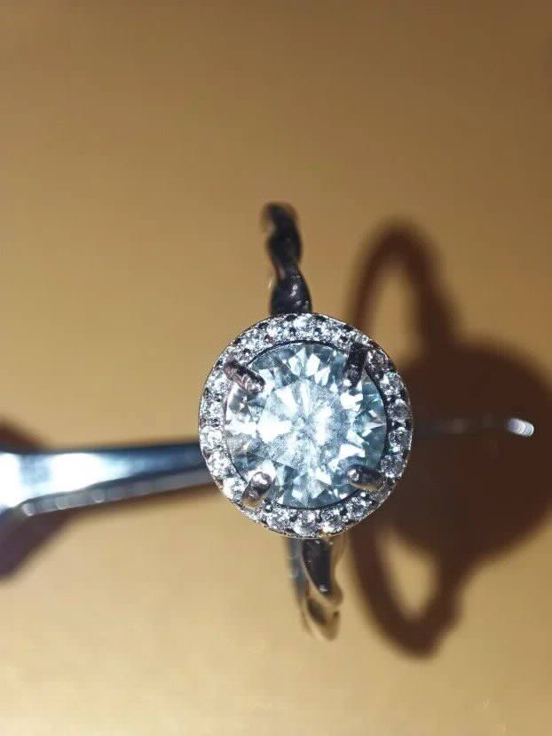 S925 Srebro/Platina - Prsten 1CT/6,5mm Mojsanit Dijamant