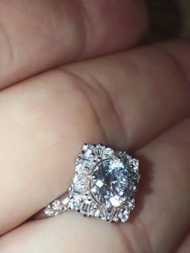 S925 Srebro/Platina - Prsten 1CT/6,5mm Mojsanit Dijamant