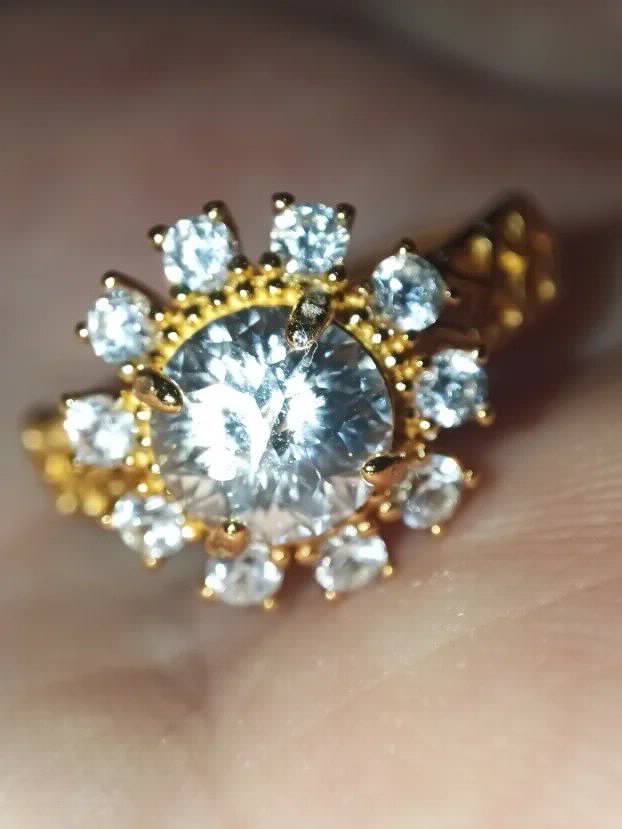 S925 Srebro/Pozlata - Prsten 1CT/6,5mm Mojsanit Dijamant
