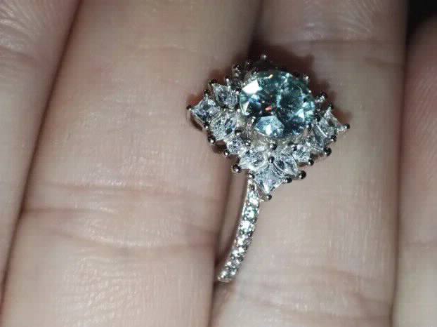 S925 Srebro/Platina - Prsten 1CT/6,5mm Mojsanit Dijamant