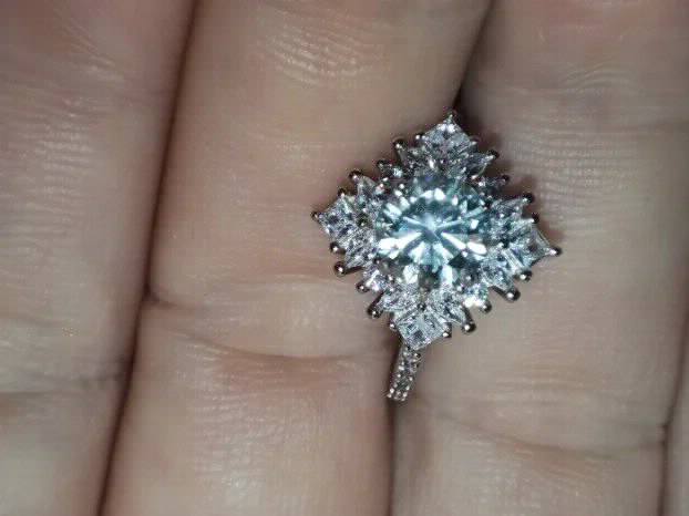 S925 Srebro/Platina - Prsten 1CT/6,5mm Mojsanit Dijamant