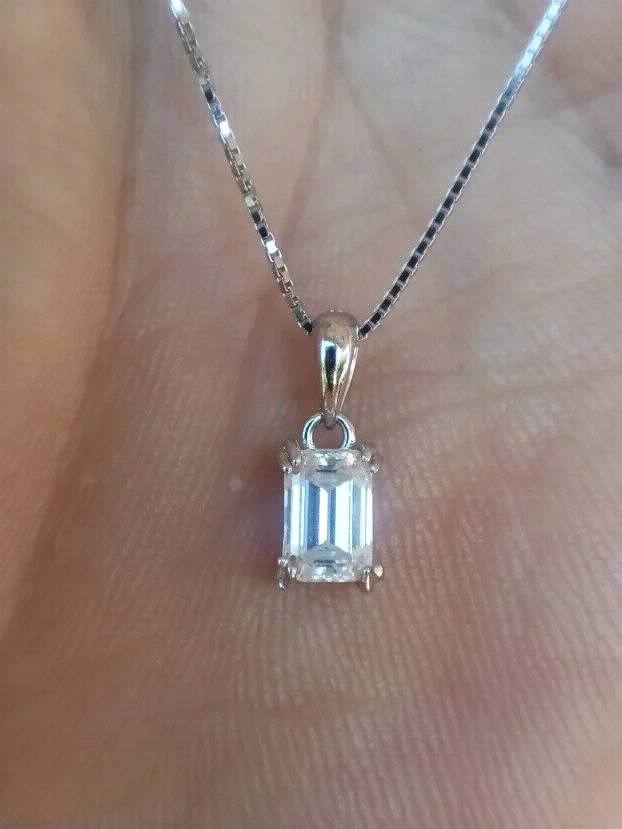 Premium S925 Ogrlica - Mojsanit Dijamant Emerald cut  0,8 CT