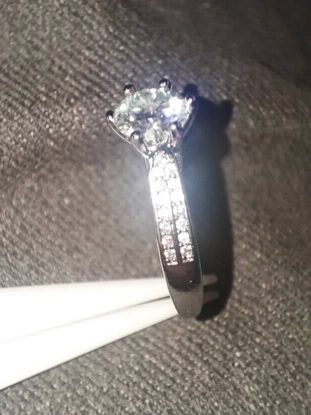 S925 Srebro/Platina - Prsten 1CT/6,5mm Mojsanit Dijamant