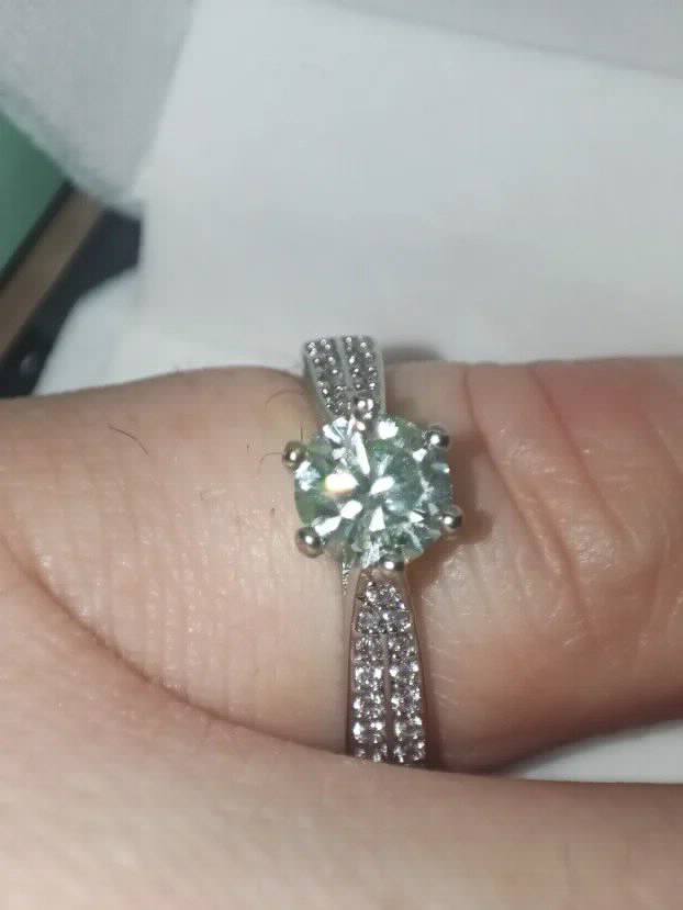 S925 Srebro/Platina - Prsten 1CT/6,5mm Mojsanit Dijamant