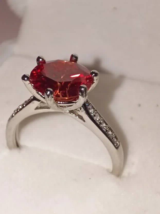 S925 Srebro/Platina - Prsten 3CT/9mm Mojsanit Dijamant  RED