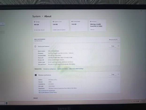 Terra i5 12gen 16gb 512ssd 17.3 Full HD iris XE