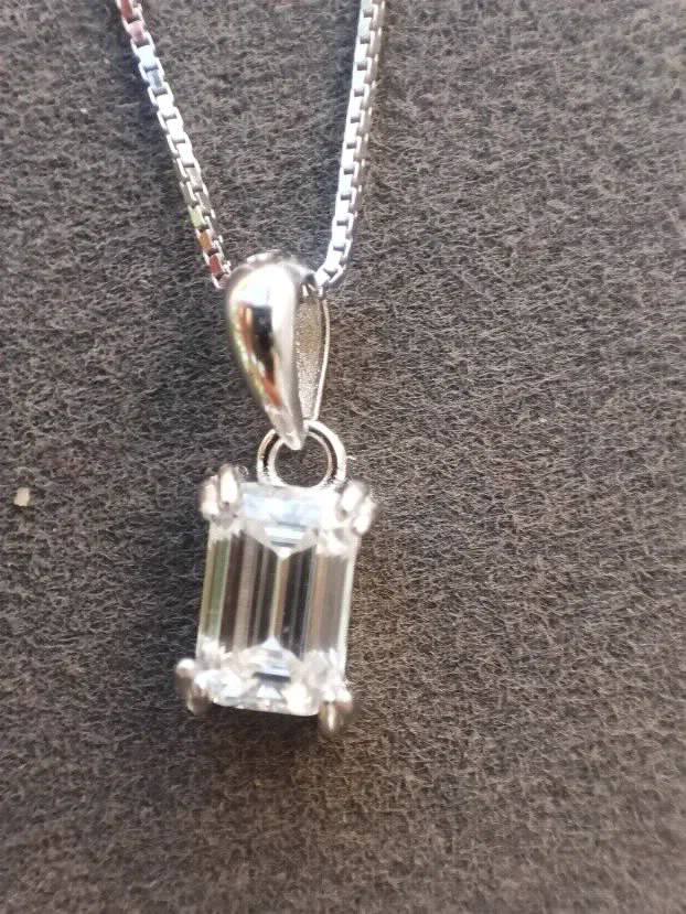 Premium S925 Ogrlica - Mojsanit Dijamant Emerald cut  0,8 CT