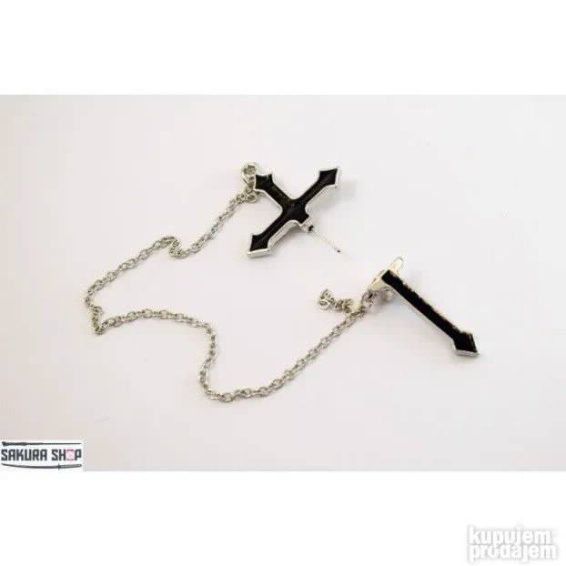 Goth Black Cross Minđuša V01 (N050)