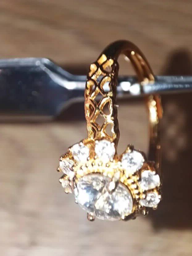 S925 Srebro/Pozlata - Prsten 1CT/6,5mm Mojsanit Dijamant