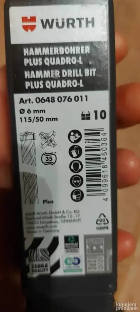 Wurth burgija SDS 6 mm 4 pera Plus Quadro-L