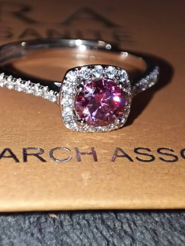 S925 Srebrni Prsten s Roze Mojsanit Dijamantom 0,5CT/5mm