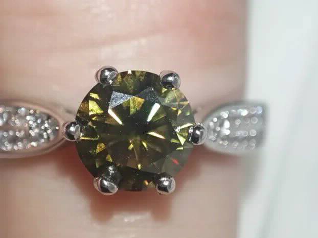 S925 Srebro/Platina - Prsten 1CT/6,5mm Mojsanit Dijamant