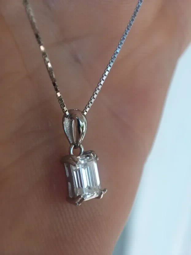 Premium S925 Ogrlica - Mojsanit Dijamant Emerald cut  0,8 CT