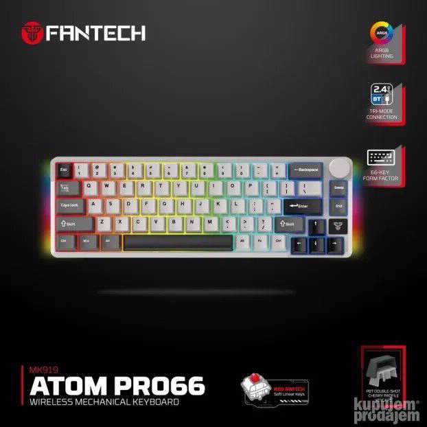 Tastatura Mehanicka Gaming Fantech MK919 Atom PRO66 siva
